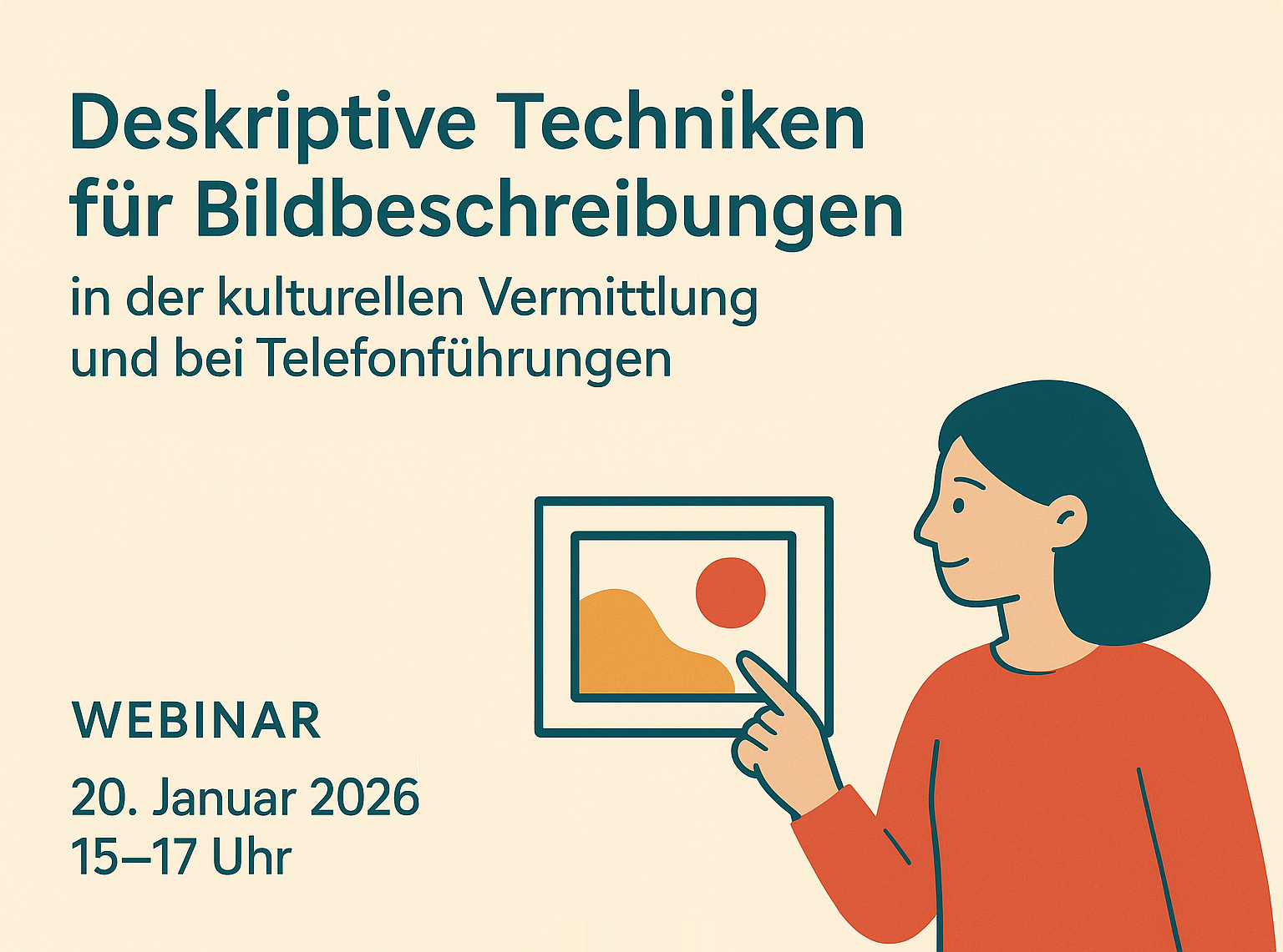 Visual des EDAD-Webinars zeigt Grafik einer Person in rotem Pullover, die auf ein Bild zeigt