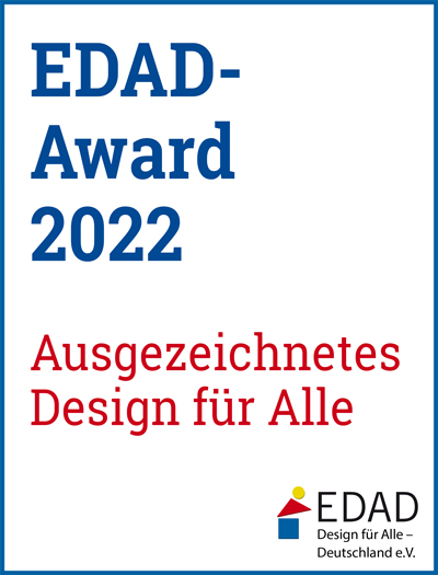 Signet EDAD-Award 2022 mit Blauer Schrift auf weißem Grund